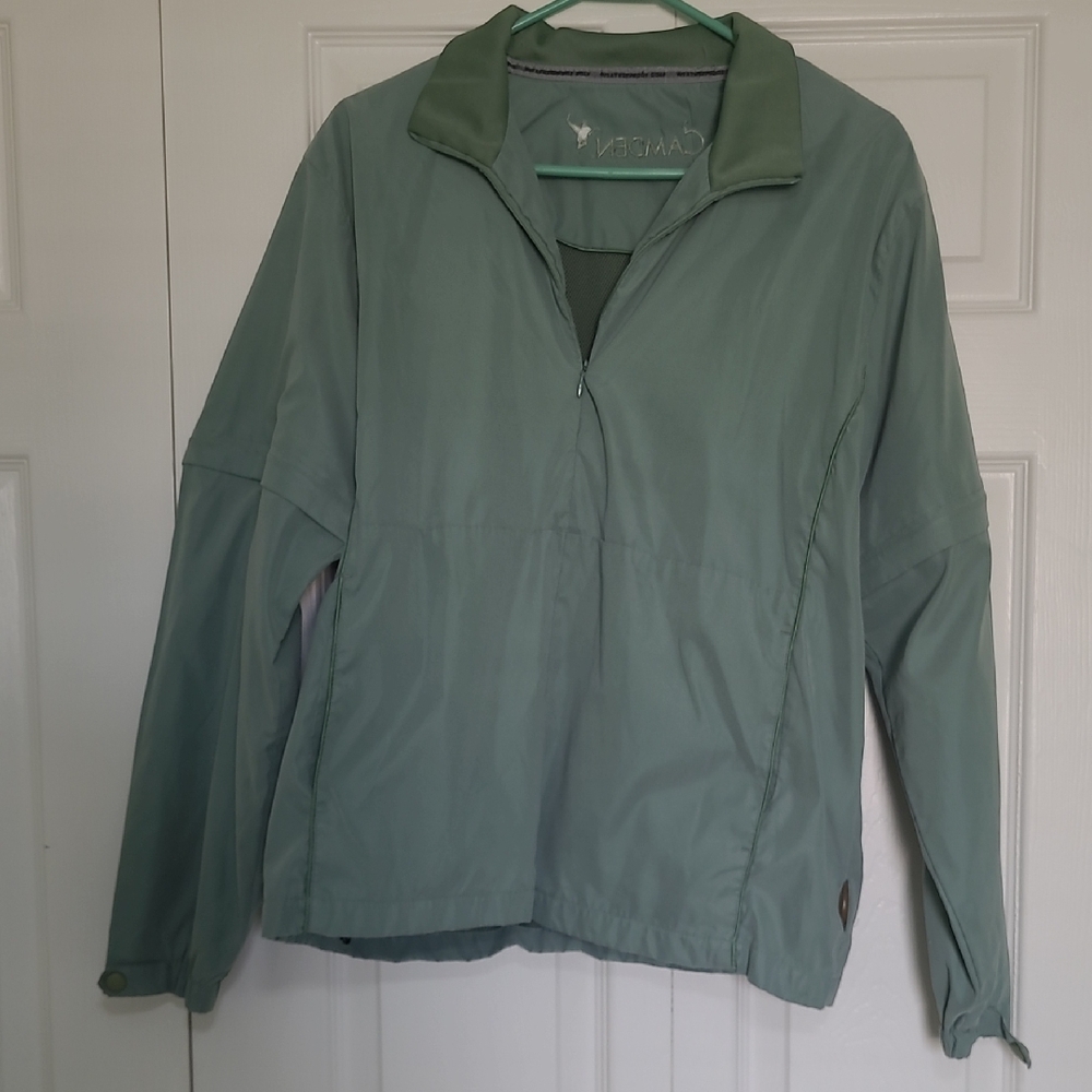 Women's Sage Green Quarter-Zip Waterproof Jacket Size S/M